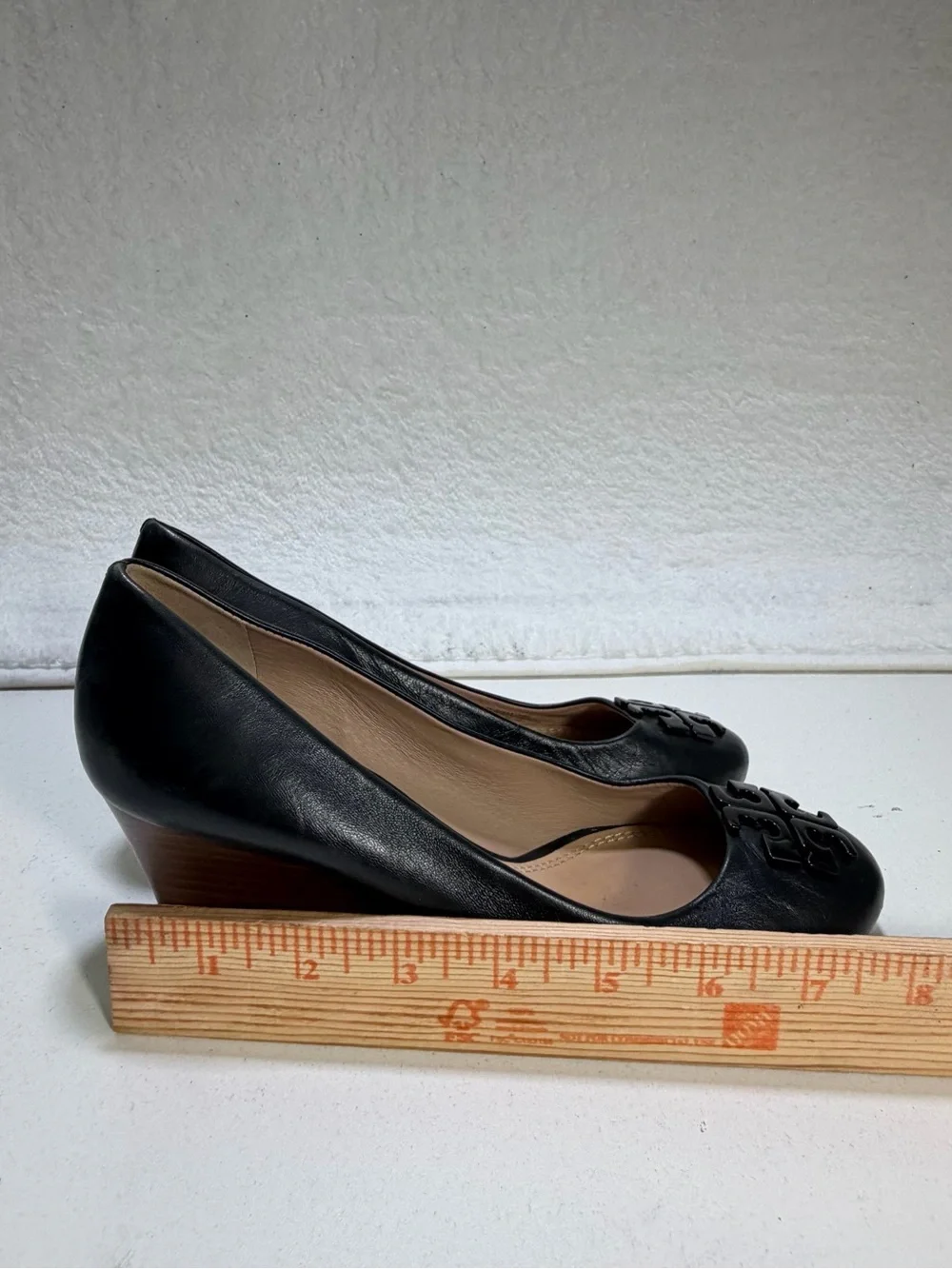 Tory Burch Sally Leather Wedge Pumps Black Double T Women’s 7.5 Tory Burch Shoes
